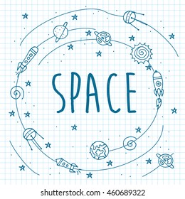 Set of huge universe infographic illustration. Vector thin lines icons stars in galaxy design concept. Vector Illustration. eps10