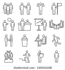 a set of human action illustration vector designed with black fill color and modern style described many human action in daily life