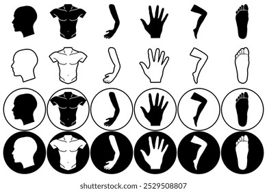 set of human body parts icon.