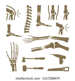 Set of Human bone orthopedic Logo Concept Vector. Bone image of human joints. Anatomy skeleton flat design Template illustration. Icon Symbol
