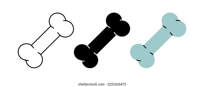 Set of human bone symbols. Human bone icons in color, black and thin line style. Vector illustration. Human organ icons