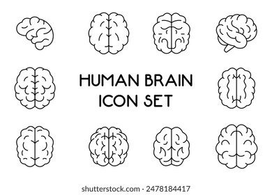 set human brain cells icon collection