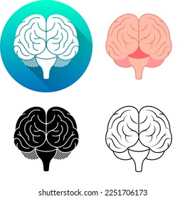 Set von Human Brain Front View Central Nervous System Medical Human Organ Logo Symbol Minimalistische flache diagonale Schatten, Silhouette, Line Art einzeln auf weißem Hintergrund