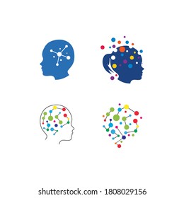 Set of Human Brain illustration vector icon Template 