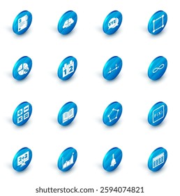 Set Human brain, XYZ Coordinate system, Geometric figure Square, Graph, schedule, chart, diagram, Calculator, Calendar, Infinity and  icon. Vector