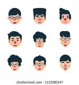 Set of human character flat faces design icon pack