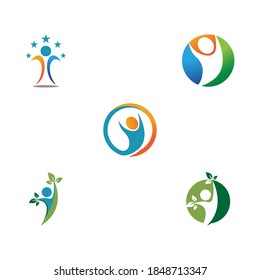 Set Human character logo sign illustration vector design