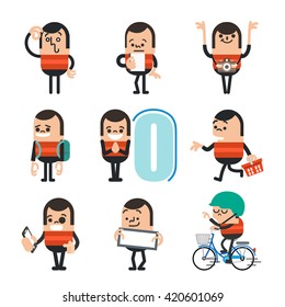 Set of human character poses, Happy business man characters poses, Vector illustrator