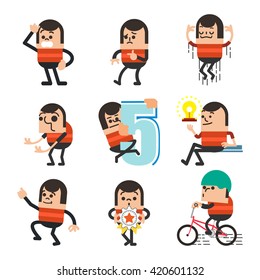 Set of human character poses, Happy business man characters poses, Vector illustrator