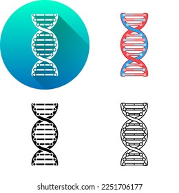 Conjunto de ADN del genoma humano Doble Helix Icono de logotipo médico Sombra diagonal plana minimalista, silueta, línea de arte aislada en fondo blanco