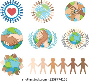 Set of human and earth globe icons illustration