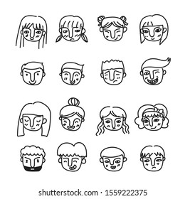 Set of human emotions. Facial expression. hand drawing