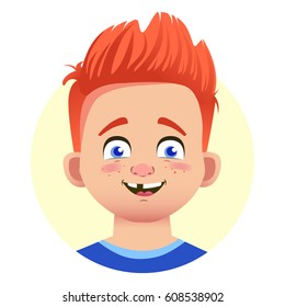 Set of human emotions. Facial expression. Set of emoticons. Flat vector illustration. Smile