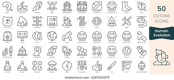 Set of human evolution icons. Thin linear style icons Pack. Vector Illustration