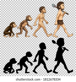 Set Of Human Evolution Transparent Background Illustration