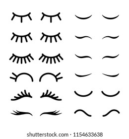 Set of human eyelashes line icons. Collection for character design