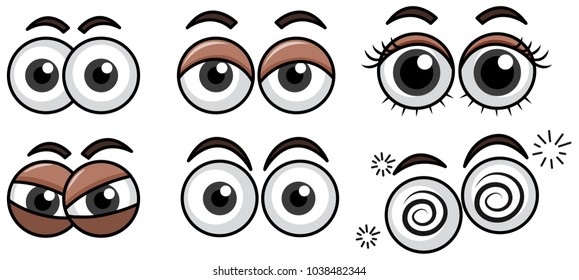 Set of human eyes with different expressions illustration