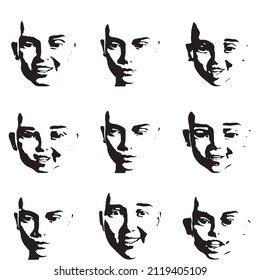 conjunto de caras humanas con expresiones