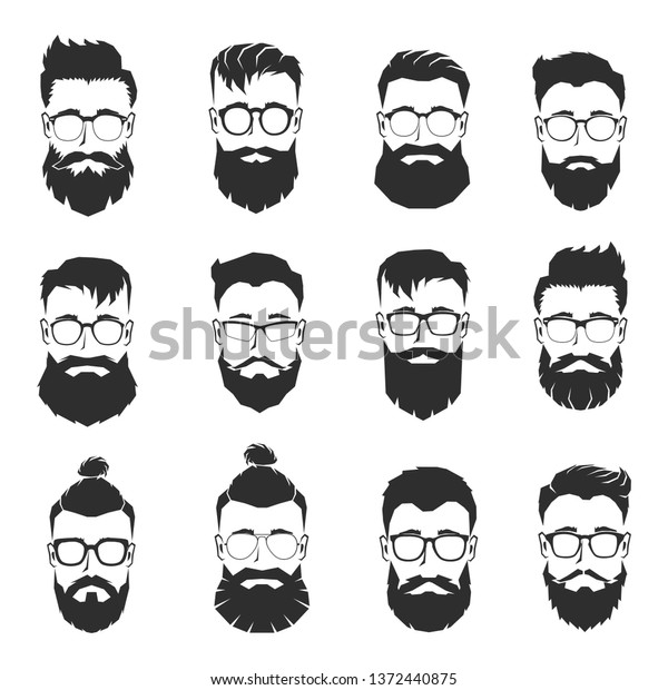 Set Human Faces Different Beards Sunglasses Stock Vector (Royalty Free ...