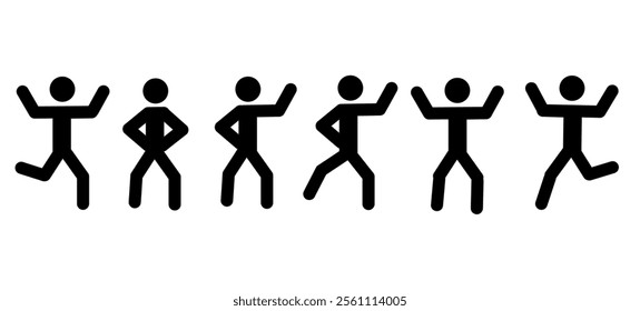  a set of human figures in different poses, sports movement, people dancing, silhouette, sketch