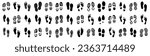 Set of human footprints icon. Foot imprint, footsteps icon collection. Human footprints silhouette. Barefoot, sneaker and shoes footstep icons