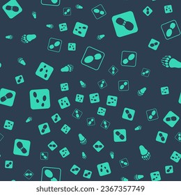 Set Human footprints shoes, ,  and Bear paw on seamless pattern. Vector