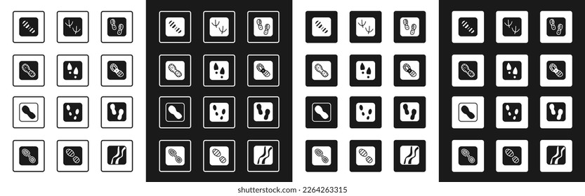 Set Human footprints shoes, Dove paw,  and  icon. Vector