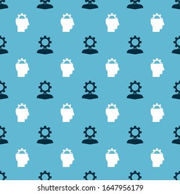 Set Human with gear inside and Human with gear inside on seamless pattern. Vector
