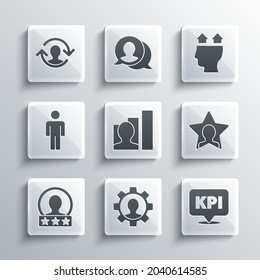 Set Human with gear, Key performance indicator, Head hunting, Productive human, Create account screen, User of, resources and  icon. Vector