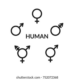 Set of human gender icons isolated on white background