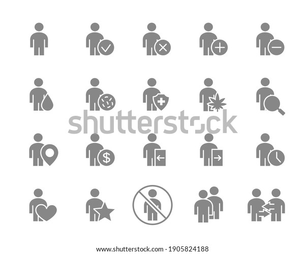 Set of human gray icon. Men with different\
navigation and more.