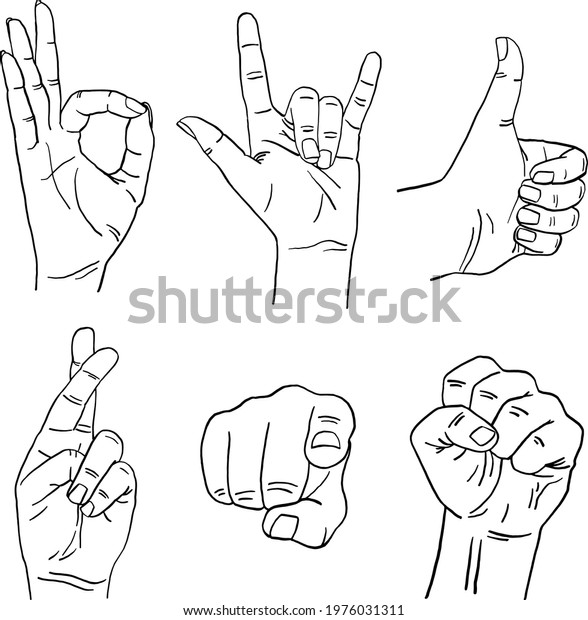 Set Human Hand Gestures Body Language Stock Vector Royalty Free 1976031311 Shutterstock 8253