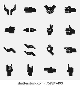 Set of human hand gestures vector icon.