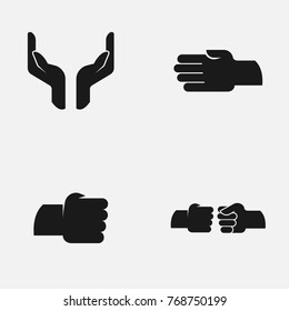 Set of human hand gestures vector icons.