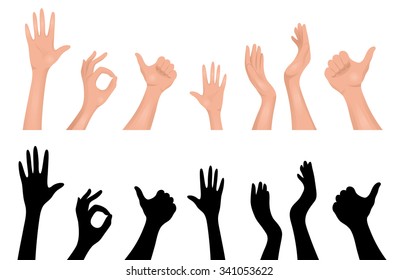 Set of human hands.