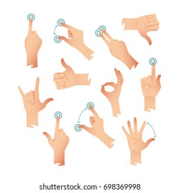 Set of human hands applause tap helping action gestures. Vector illustration for your design