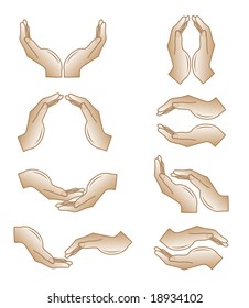 Set of human hands icons. Simply change.  Vector illustration.