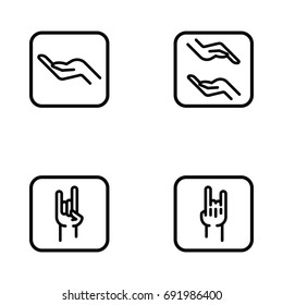 Set of human hands outline vector icon.