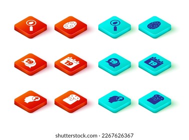 Set Human head with christian cross, Easter cake, Speech bubble happy easter, Calendar Happy, egg and Search and icon. Vector