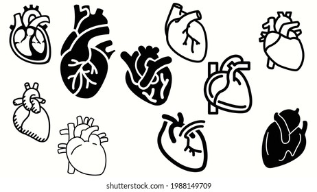 set of Human heart medical vector icon illustration isolated on white background