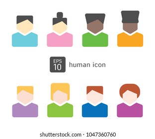 Set of human icon  colorful in flat design isolated on white vector eps10