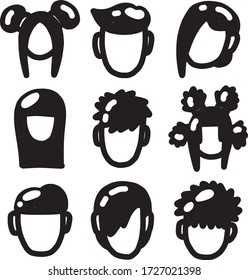 A Set of human icons suitable for any face expression and people content with doodle cartoon style