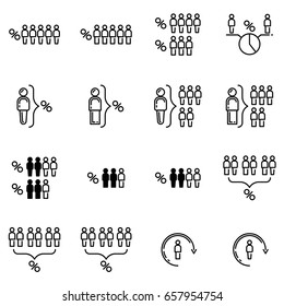 Set of human infographics outline vector icon.