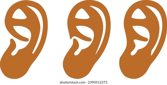 Conjunto de oreja izquierda humana, silueta, diseño plano, ilustración vectorial