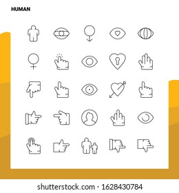 Set of Human Line Icon set 25 Icons. Vector Minimalism Style Design Black Icons Set. Linear pictogram pack.