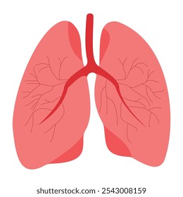 Set of human lung in a flat style vector icon illustration. Human internal organ, anatomy, body part.