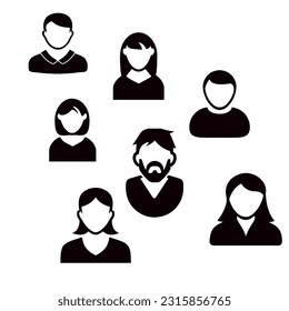 A set of human, male and female avatar icons. Vector image