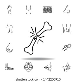 set of human organs broken bone outline icon. Signs and symbols can be used for web, logo, mobile app, UI, UX