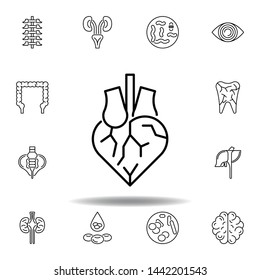 set of human organs heart outline icon. Signs and symbols can be used for web, logo, mobile app, UI, UX