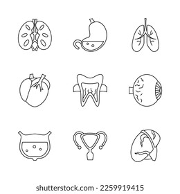 Set of human organs icons flat vector illustrations of human organs symbol for web design medicine anatomy for clinic hospital